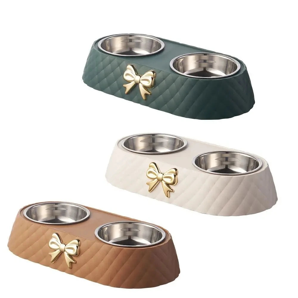 Double Gamelle en Acier Inoxydable avec Support – Chiens & Chats