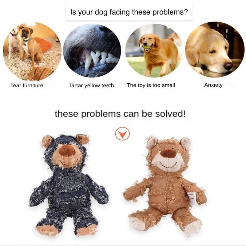 Jouet en Peluche Ours pour Chiens – Jouet Interactif et Mâchouillage