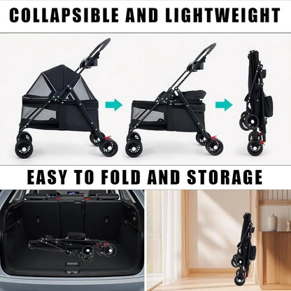 Poussette Légère et Pliable pour Chiens & Chats