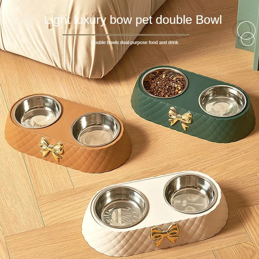 Double Gamelle en Acier Inoxydable avec Support – Chiens & Chats