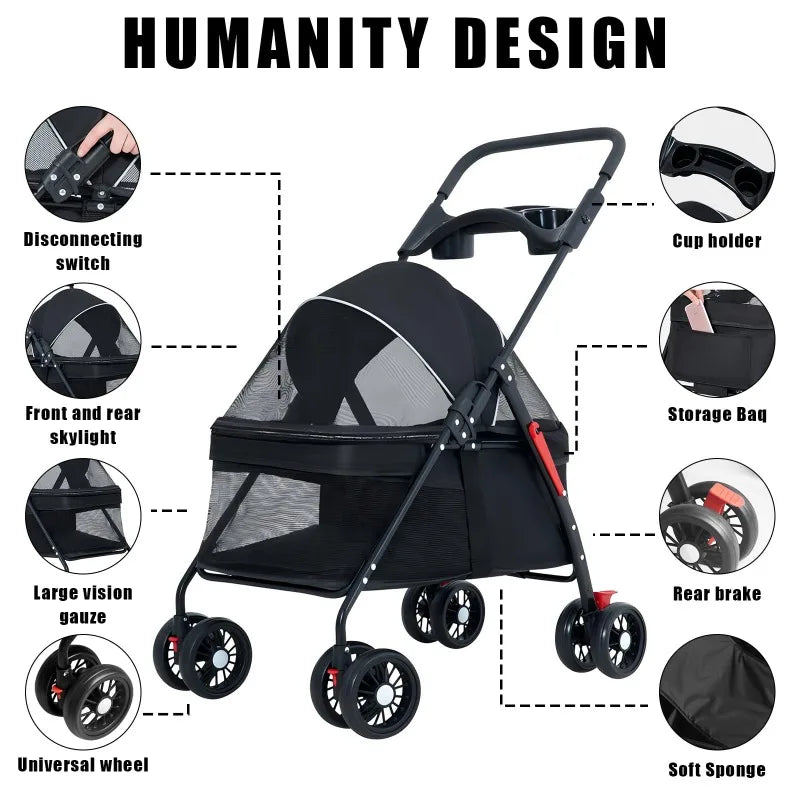 Poussette Légère et Pliable pour Chiens & Chats