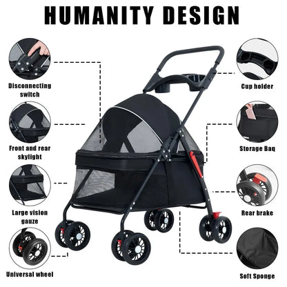 Poussette Légère et Pliable pour Chiens & Chats