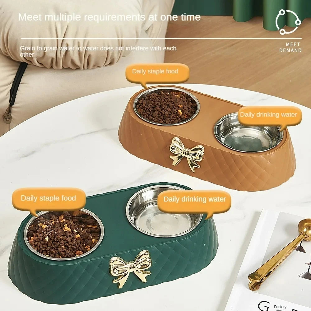 Double Gamelle en Acier Inoxydable avec Support – Chiens & Chats